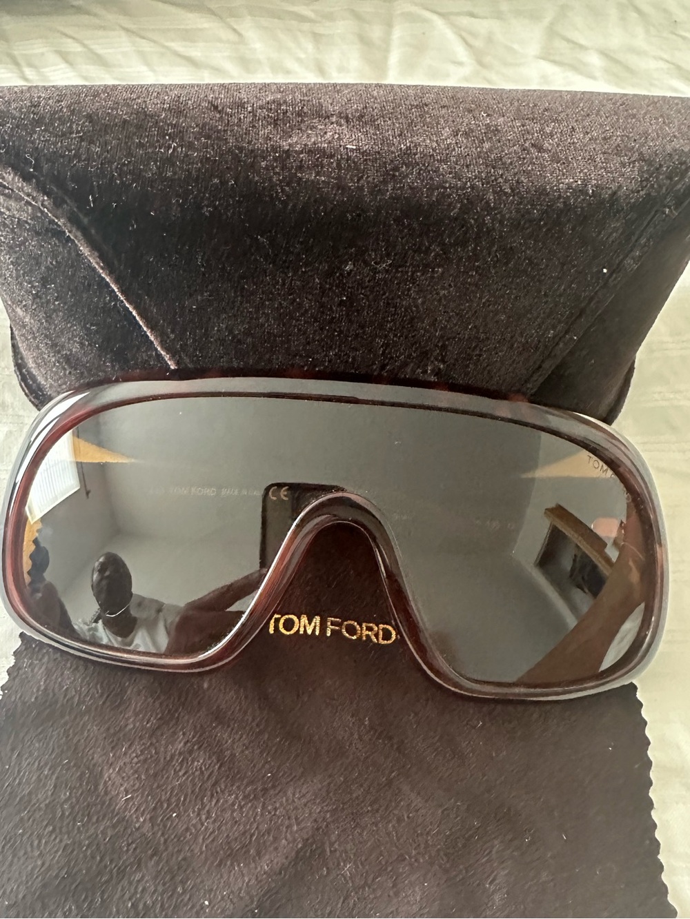 Tom Ford Men's Brown Shield Sunglasses with Dark Lenses